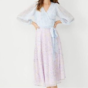 NWT Ann Taylor Petite Mixed Floral Wrap Dress PETITE 12